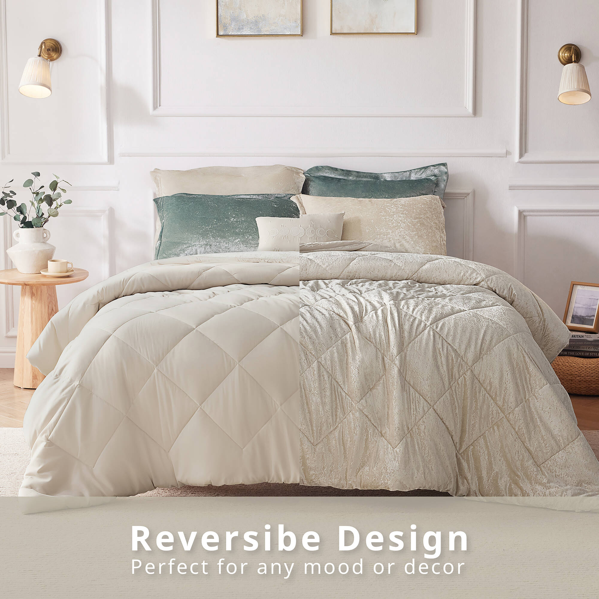 Felicia Velvet Comforter Set with Throw Pillow