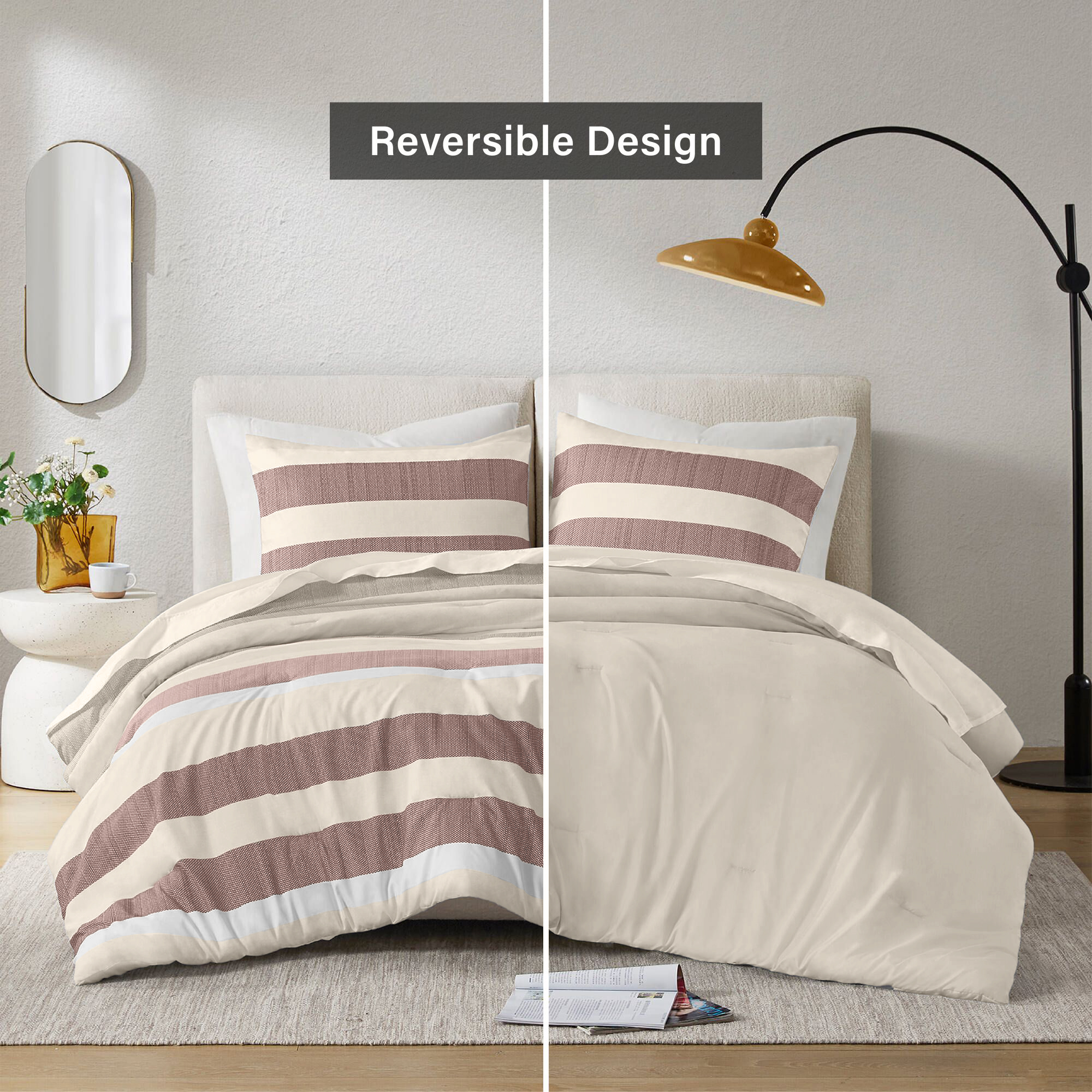 Blais Stripe Textured Print Comforter Set
