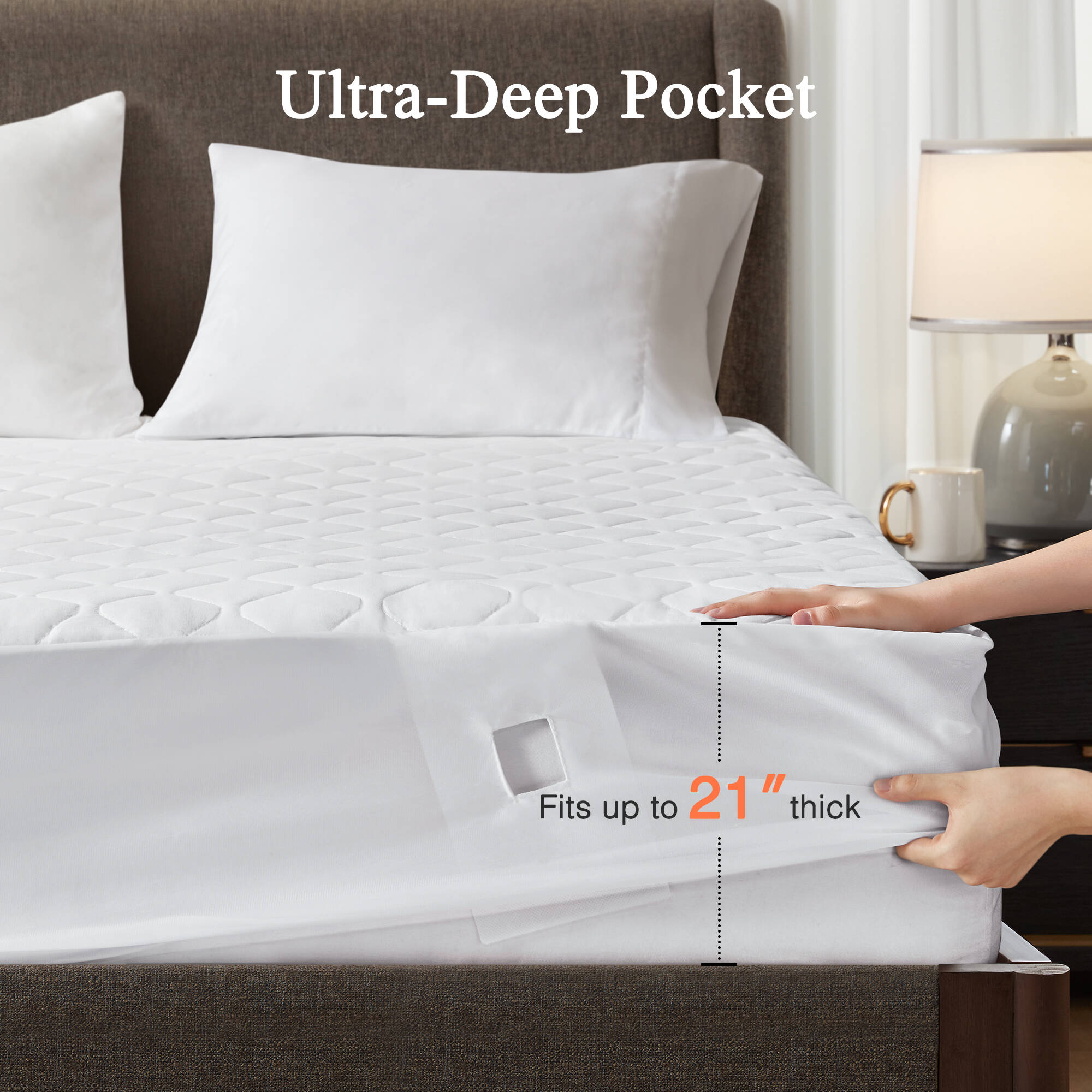 Cotton Deep Pocket Heated Mattress Pad-20 Heat Settings