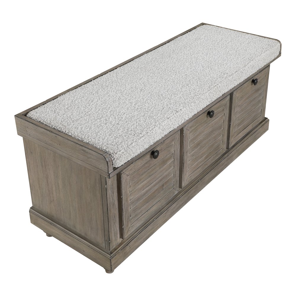 Dover Storage Bench In Goldstone Finish With Salt And Pepper Cushion Asm