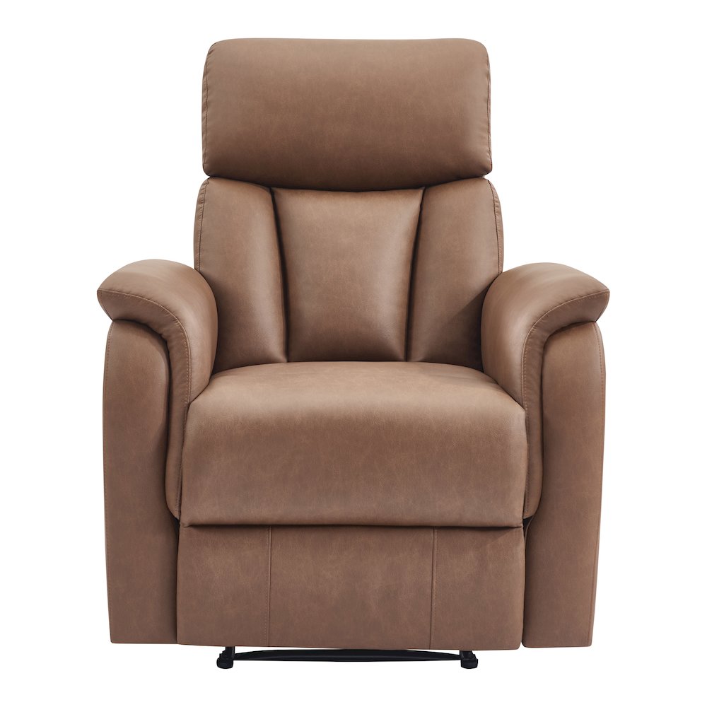 Carillo Pushback Recliner in Saddle Brown Faux Leather