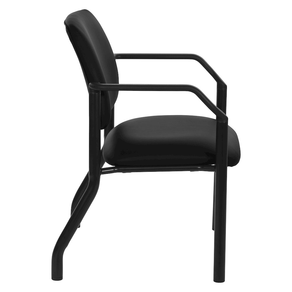 Big & Tall Guest Chair in Dillon Black Fabric with PU Arms and Black Metal Frame