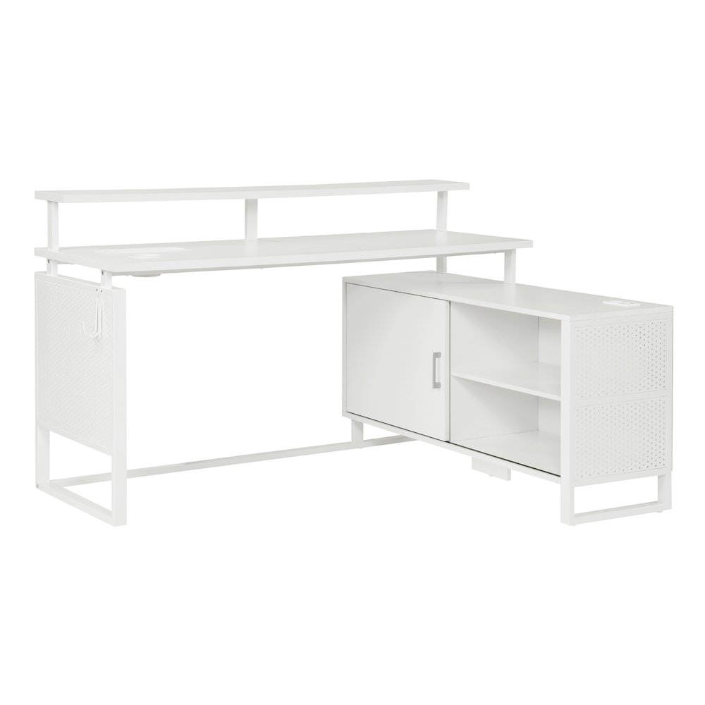 Ace 60″x 50″ L-Shape Desk in White Top and White Frame