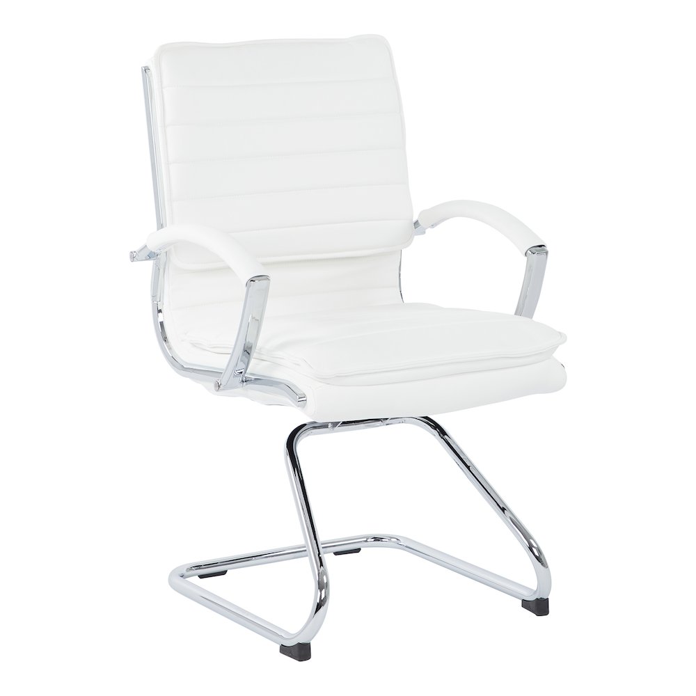 Guest Faux Leather Chair with Chrome Base and Includes Removable Arm Sleeves