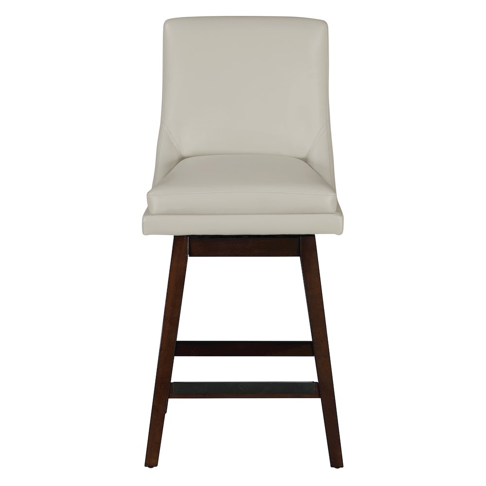 Allingham 27″ Swivel Counter Stool with Dark Walnut Legs in Cream Faux Leather