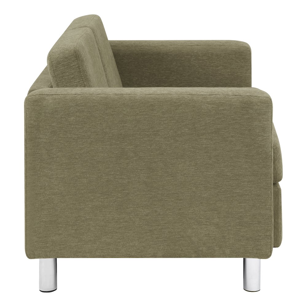 Pacific Loveseat in Sea Green Fabric with Chrome Legs