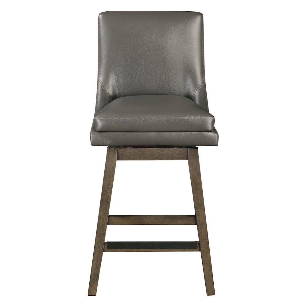 Allingham 27″ Swivel Counter Stool with Grey Legs in Pewter Faux Leather