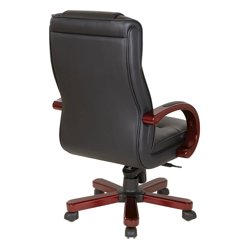 Leather Executive Chair with Royal Cherry Base and Dual Wheel Carpet Casters