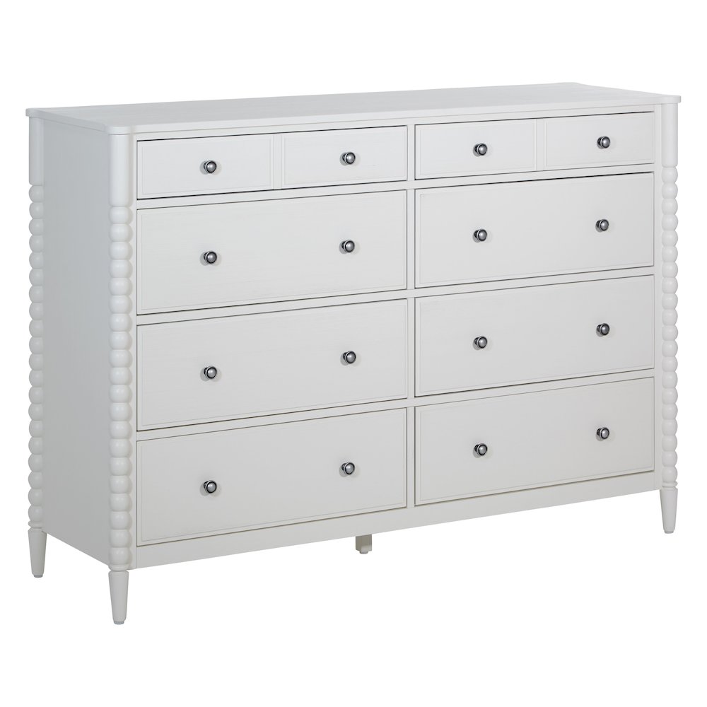 Spindle 8-Drawer Dresser in Sandcastle Antique White Finish