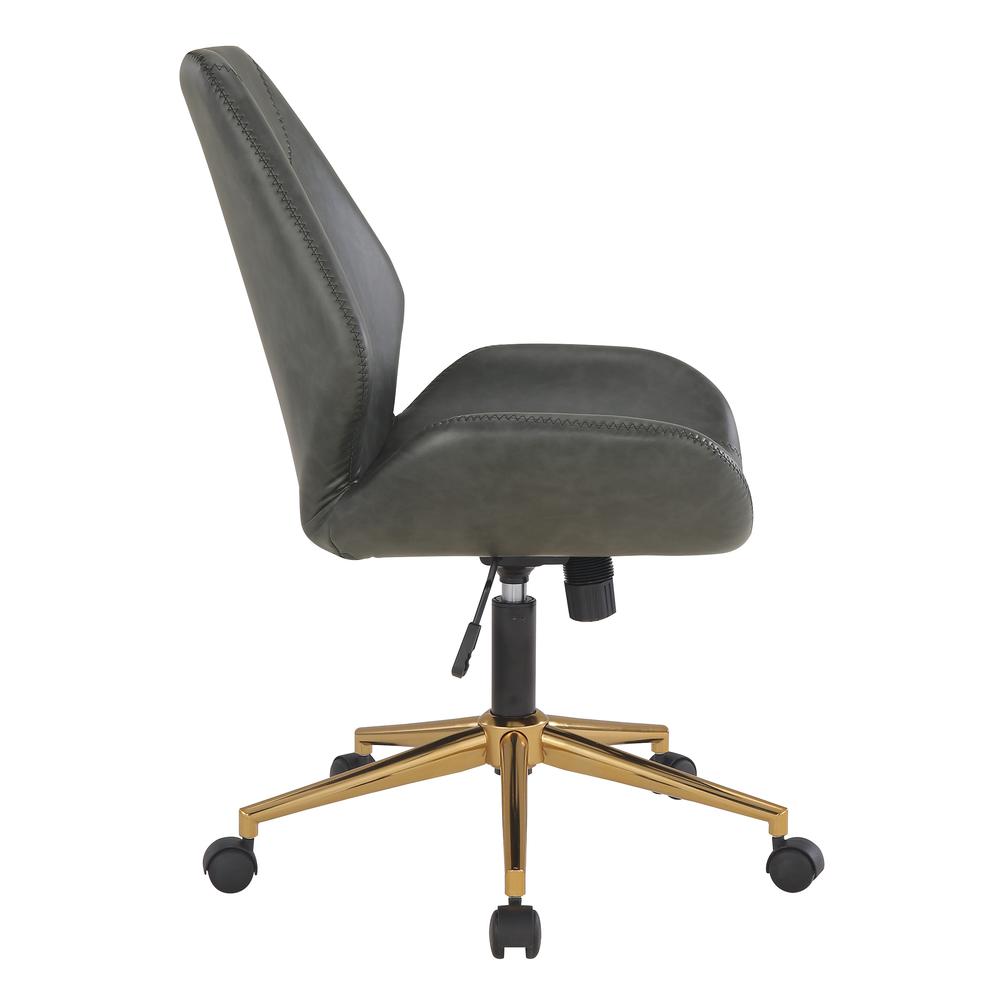 Reseda Office Chair in Black Faux Leather with Gold Base