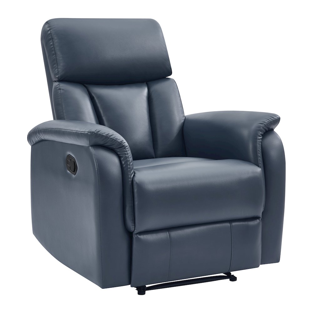 Carillo Pushback Recliner in Navy Faux Leather