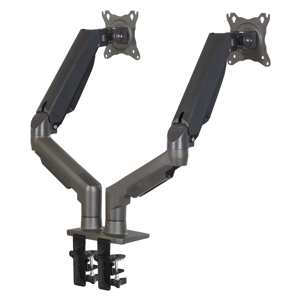 Double 27″ Monitor Arms in Charcoal