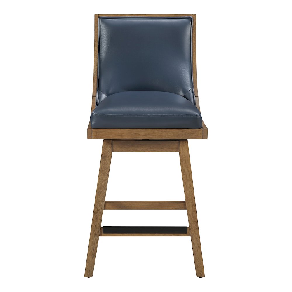 Darnel 26″ Swivel Counter Stool 2-Pack in Navy Faux Leather