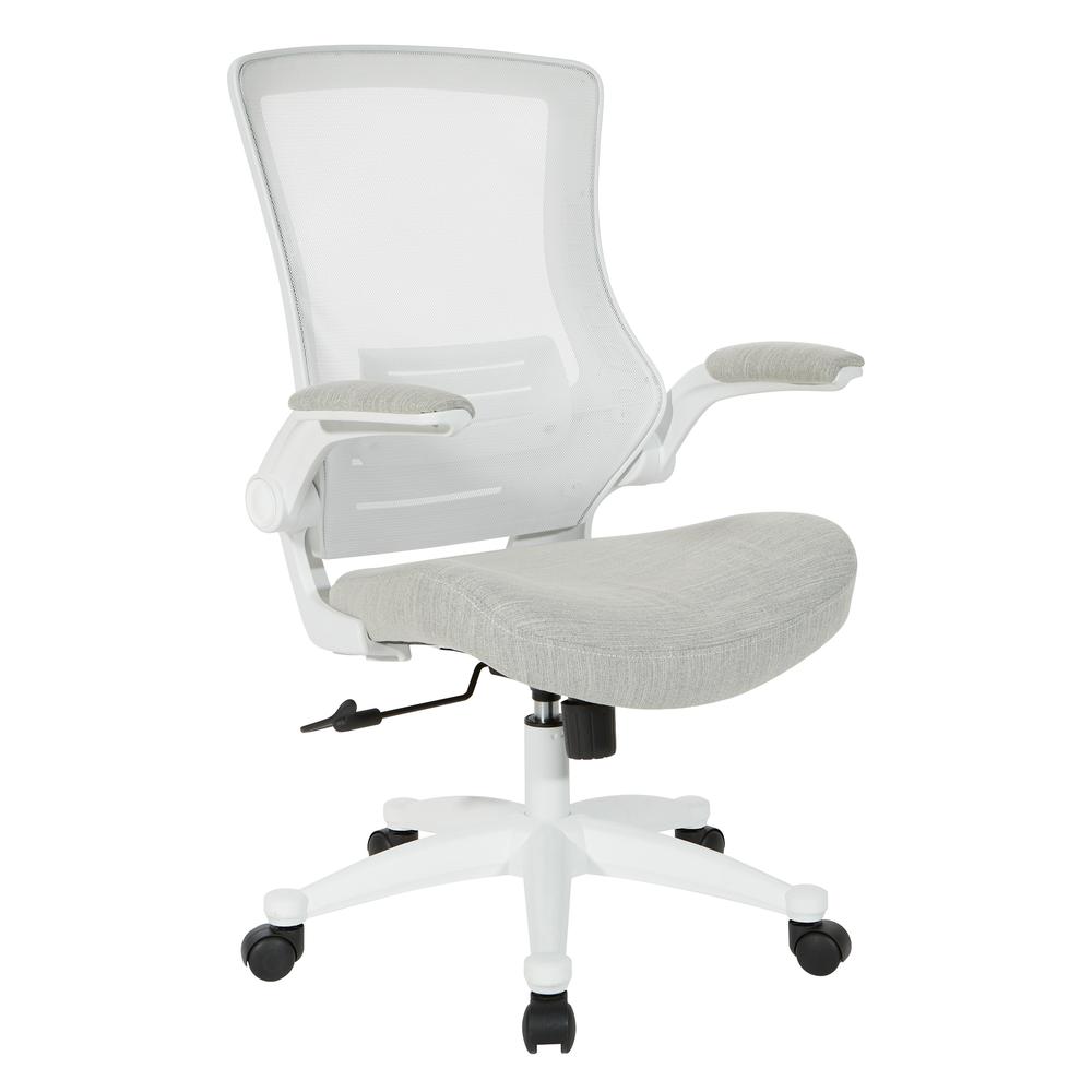 White Screen Back Manager’s Chair in Linen Stone Fabric