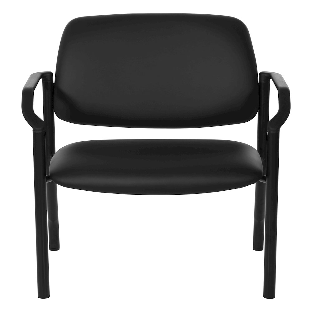 Big & Tall Guest Chair in Dillon Black Fabric with PU Arms and Black Metal Frame