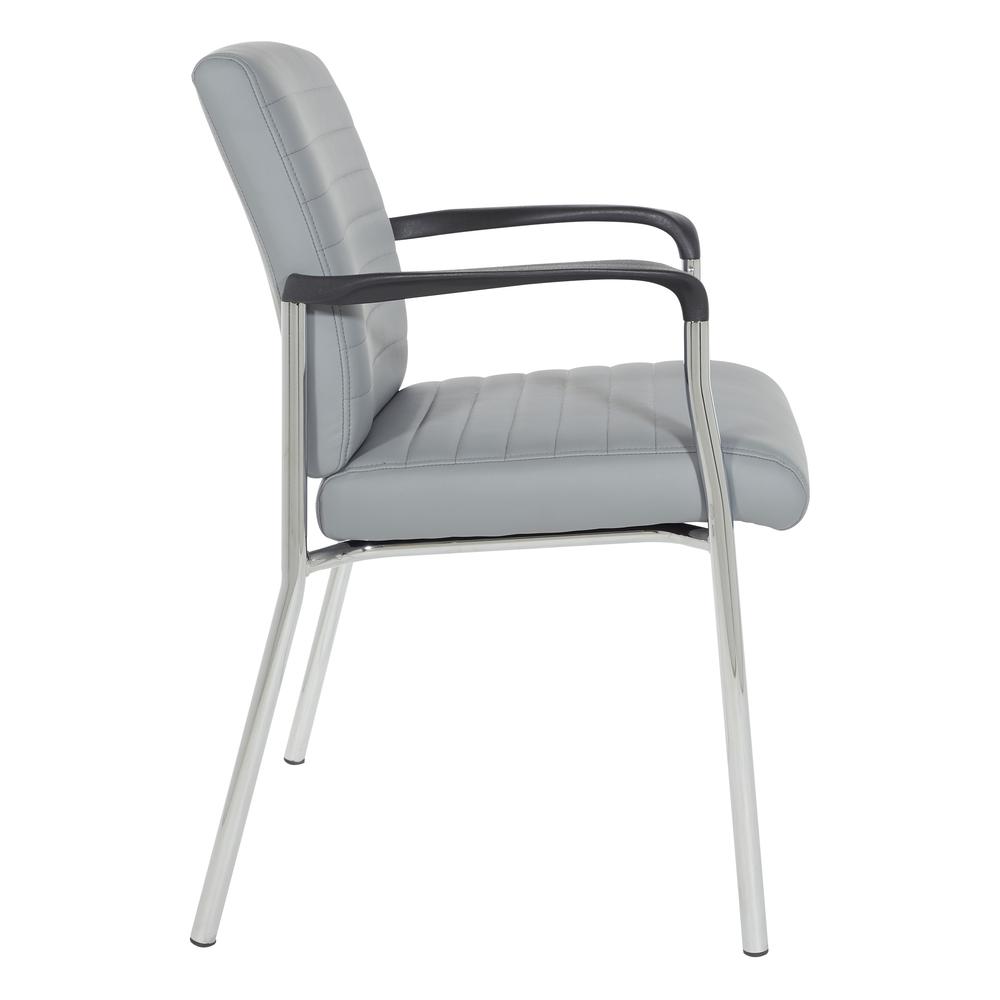 Guest Chair in Charcoal Grey Faux Leather with Chrome Frame