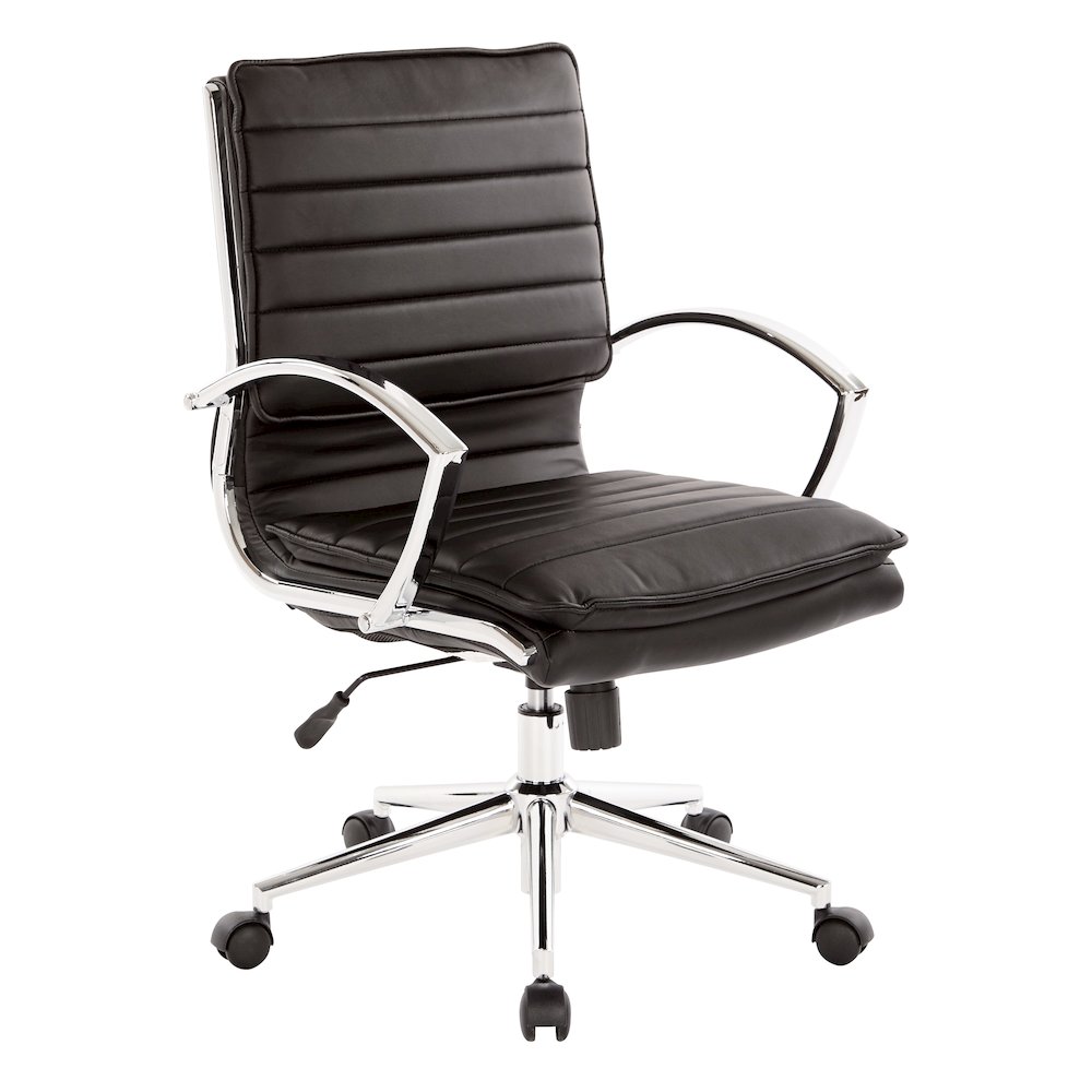 Mid-Back Manager’s Faux Leather Chair with Chrome Base