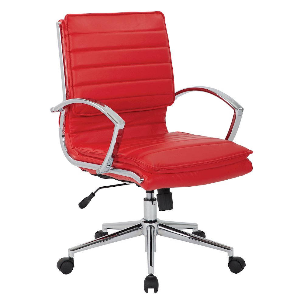 Mid-Back Manager’s Faux Leather Chair with Chrome Base