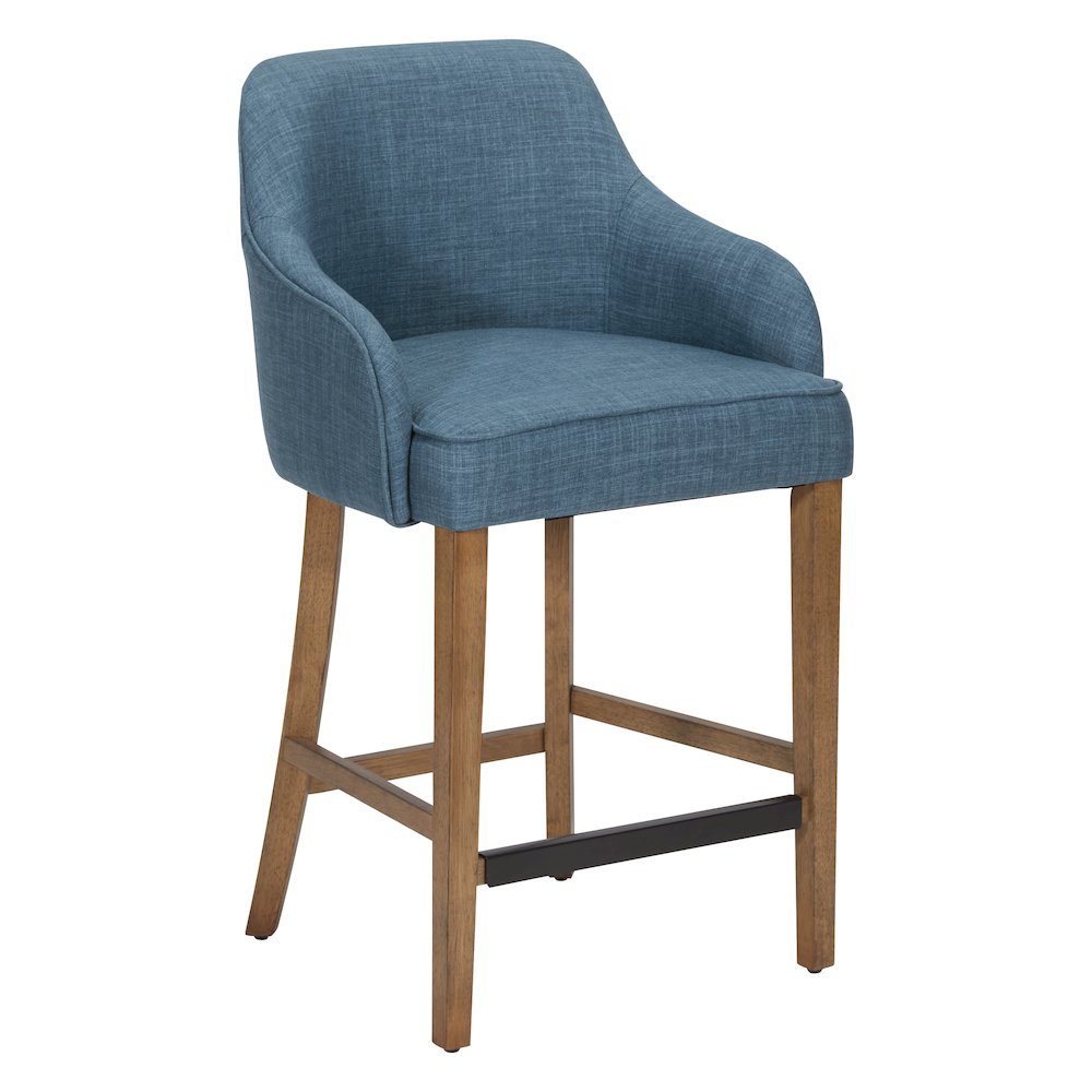 Paloma 26″ Counter Stool in Navy Fabric with Medium Oak Legs 2-Pack