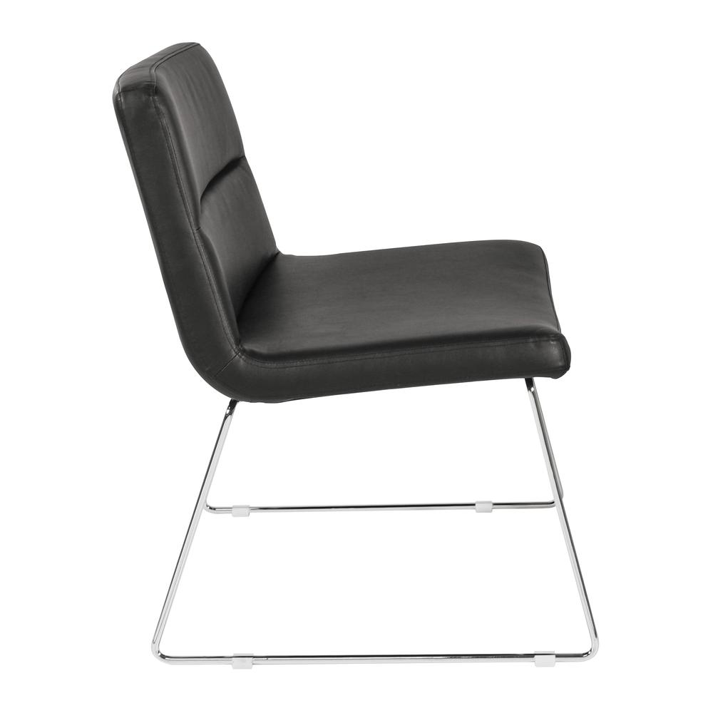 Thompson Chair in Black Faux Leather with Chrome Sled Base