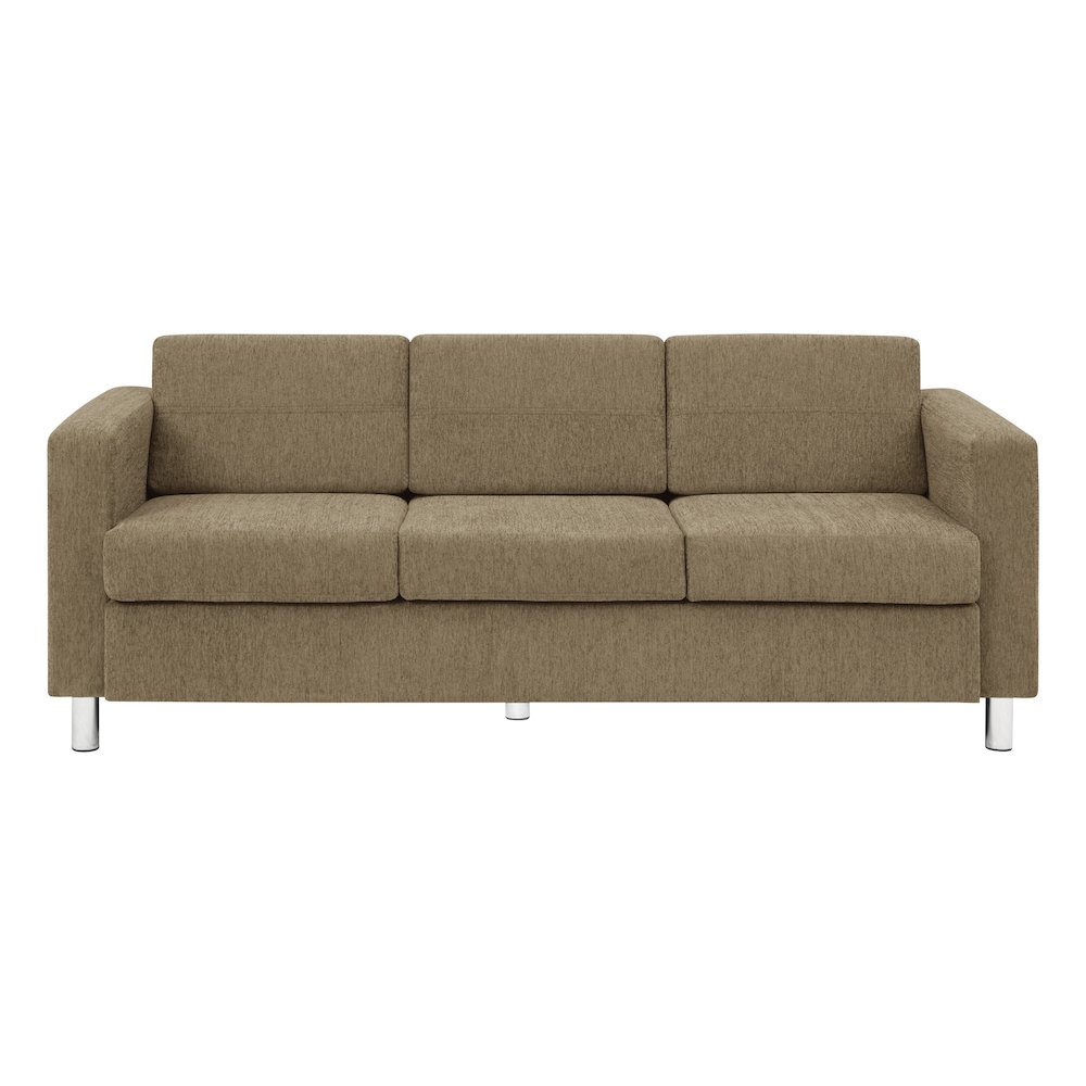 Pacific Sofa in Taupe Fabric with Chrome Legs