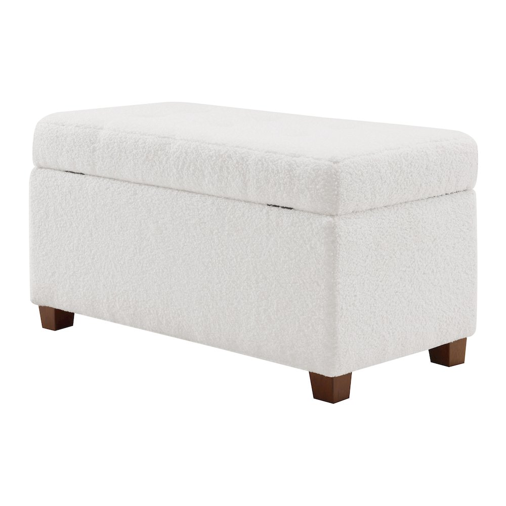Metro Storage Ottoman in Ivory Sherpa Fabric