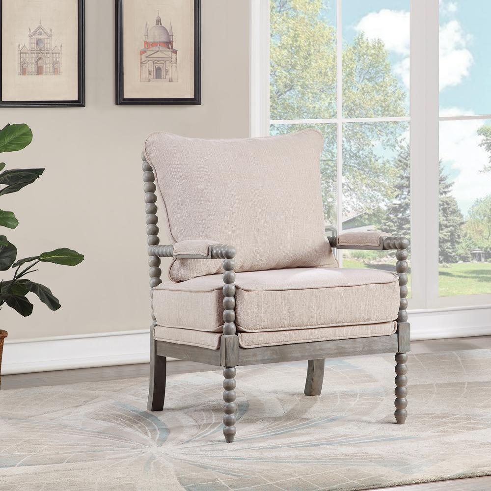 Abbott Chair in Linen Fabric with Brushed Grey Base K/D