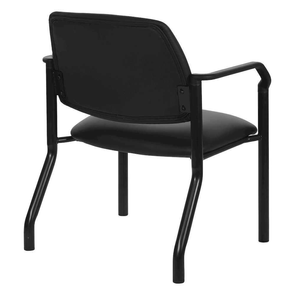 Big & Tall Guest Chair in Dillon Black Fabric with PU Arms and Black Metal Frame