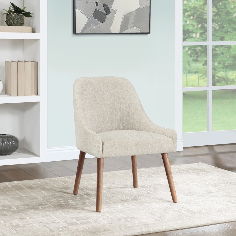 Kaylen Dining Chair 2-Pack in Linen Fabric with Medium Oak Legs