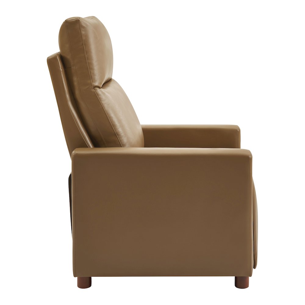 Vincent Pushback Recliner in Faux Leather Saddle Fabric