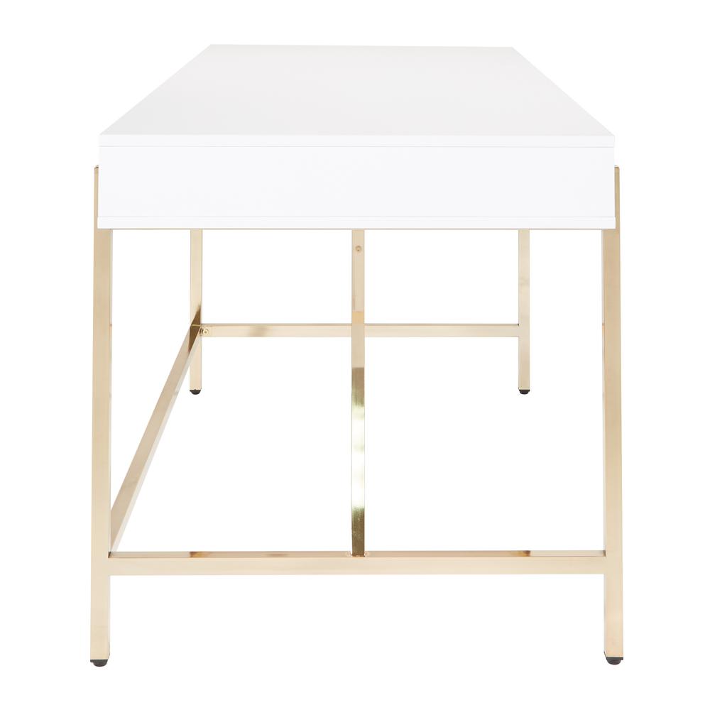 Broadway Desk with White Gloss and Gold Plated Finish