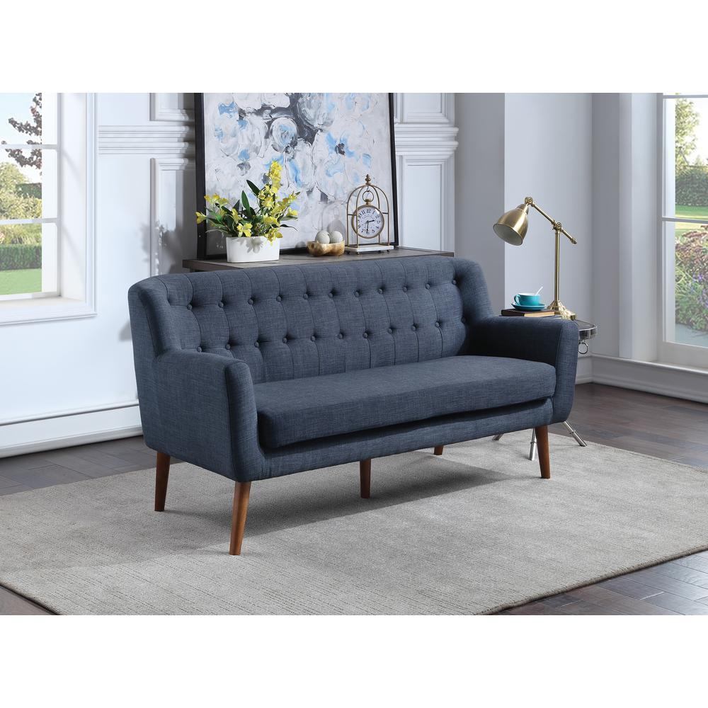 Mill Lane Mid-Century Modern 68” Tufted Sofa in Navy Fabric