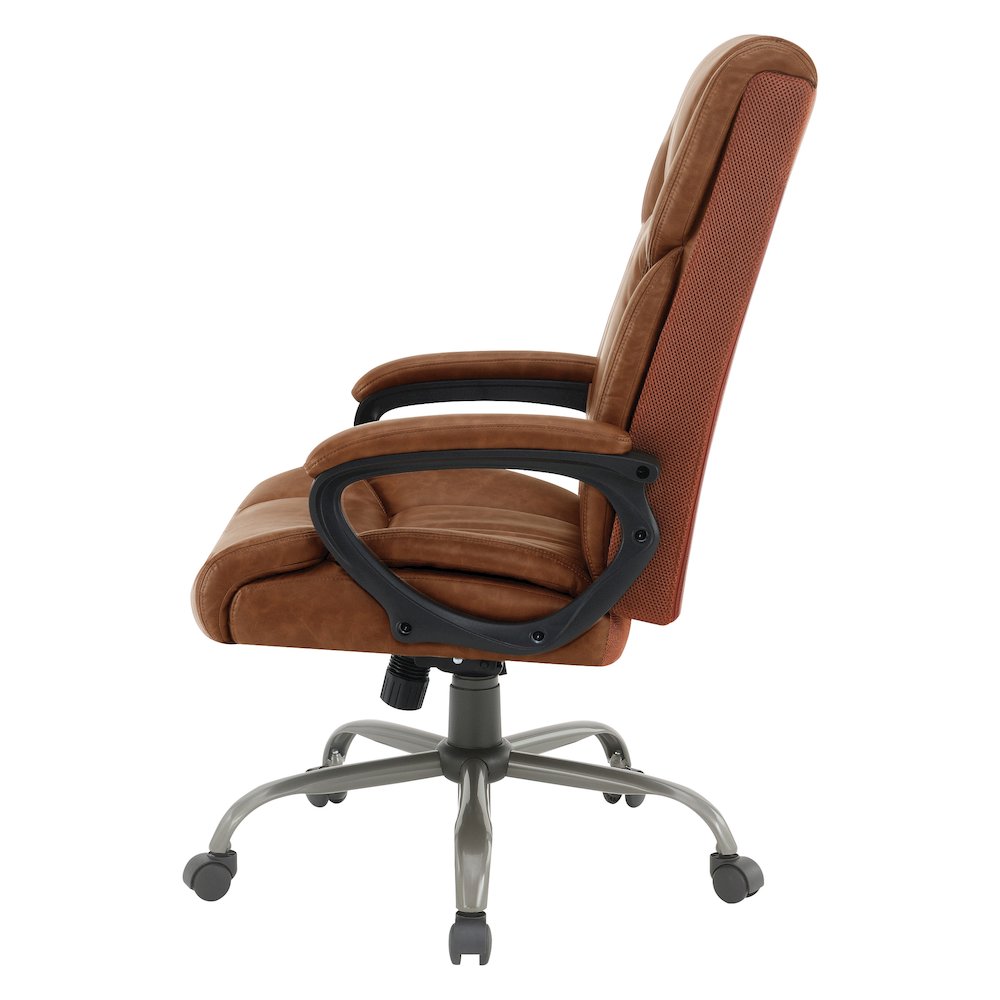 High-Back in Saddle Faux Leather Executive Chair with Padded Arms