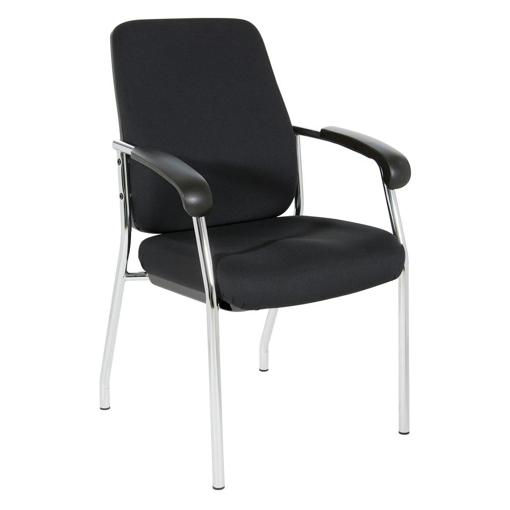 High Back Guest Chair with Chrome Frame in Coal Finish