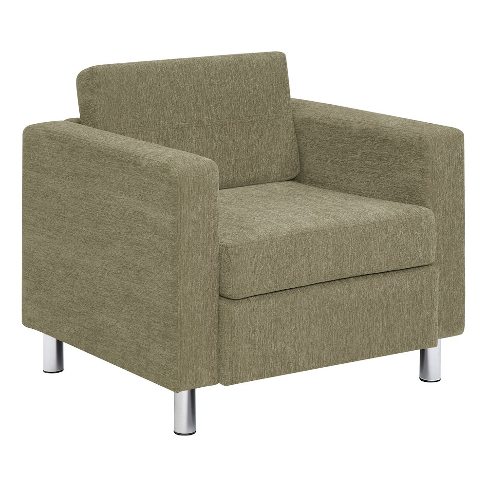 Pacific Armchair in Sea Green Fabric with Chrome Legs