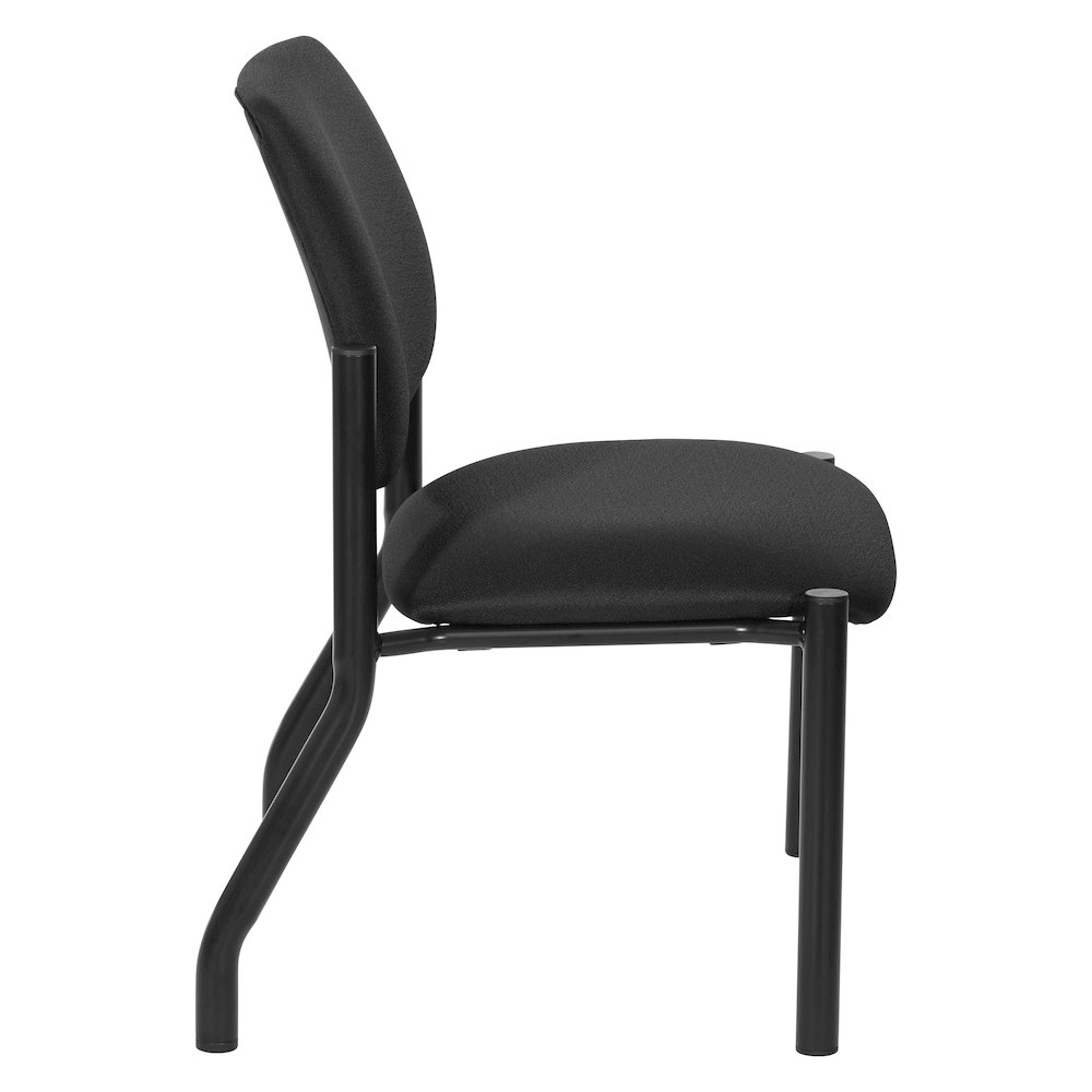 Big & Tall Armless Guest Chair in Icon Black Fabric with Black Metal Frame