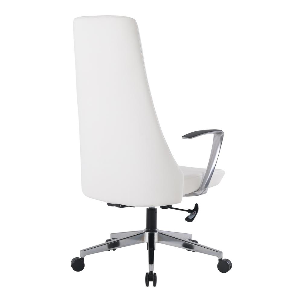 High Back Antimicrobial Fabric Chair with Fixed Padded Aluminum Arms and Chrome Base in Dillon Snow