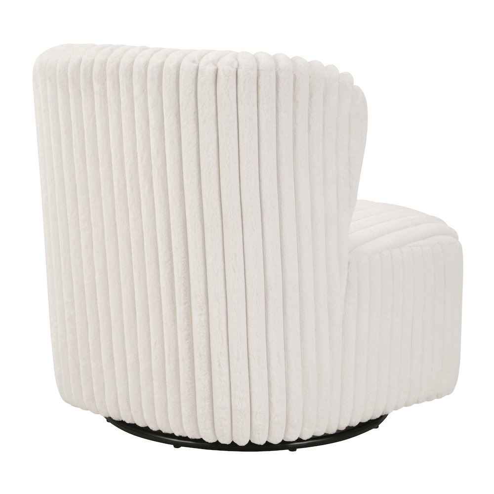 Lucia Swivel Chair in White Cord Fur Fabric
