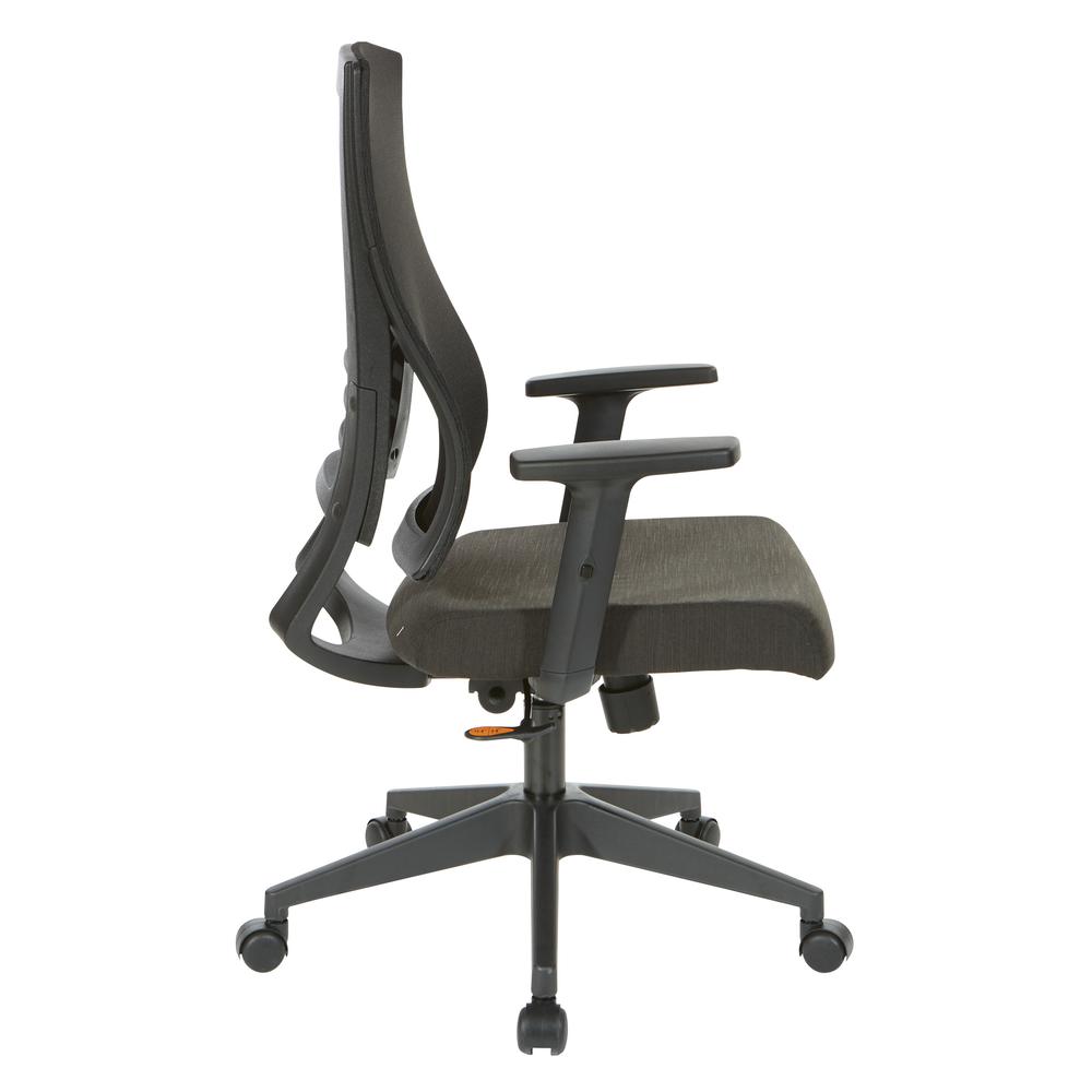 Vertical Mesh Back Chair in Black Frame with Black Linen Fabric Seat