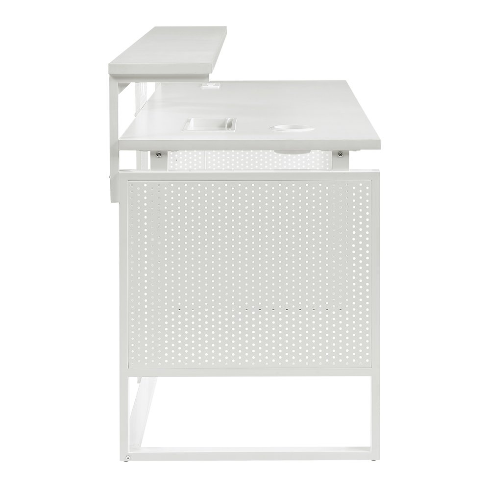 Ace 60″ Desk with Hutch in White Top and White Frame