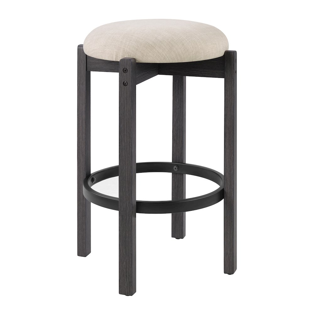 Melissa 26″ Counter Stools 2-Pack With Cream Fabric Seat and Black Finish Wood