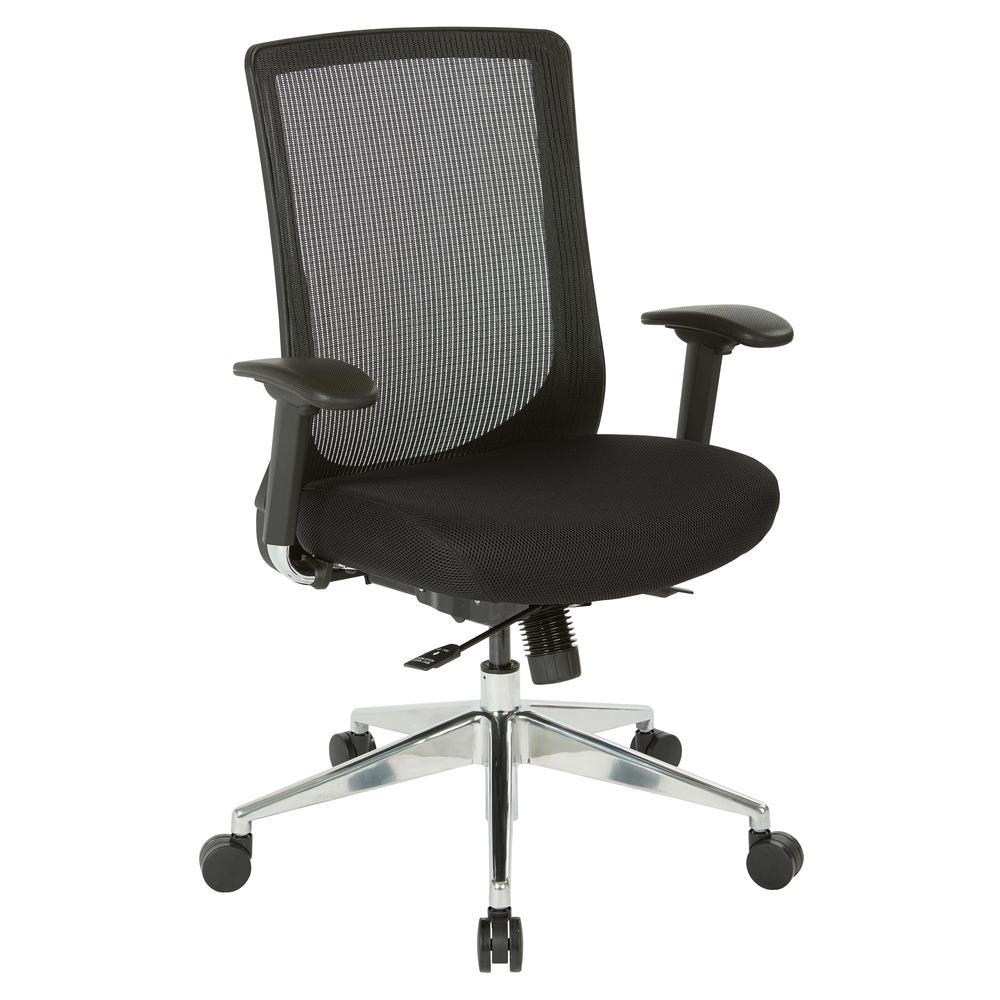 High Back Black Vertical Mesh Chair with Black Fabric Seat