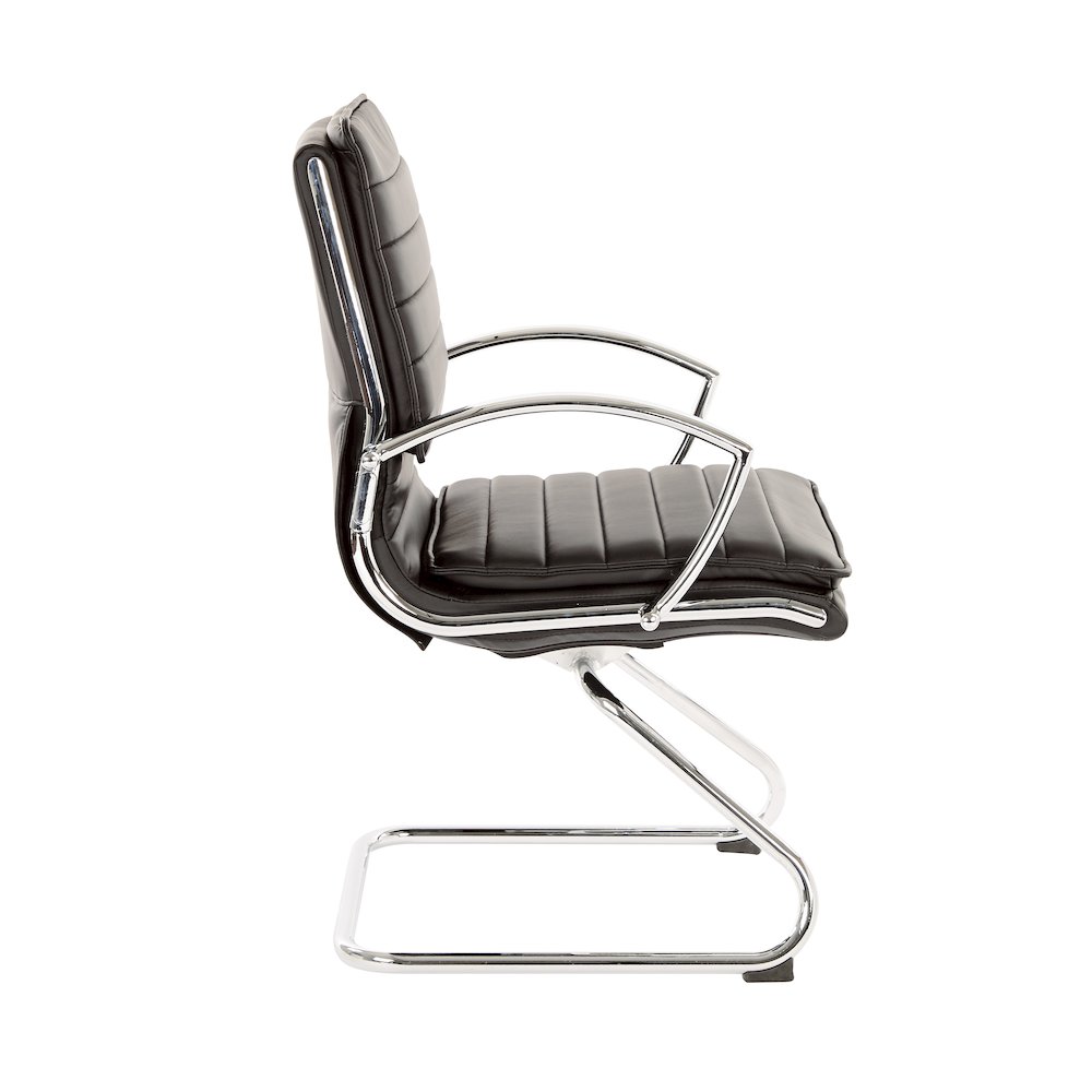 Guest Faux Leather Chair with Chrome Base and Includes Removable Arm Sleeves