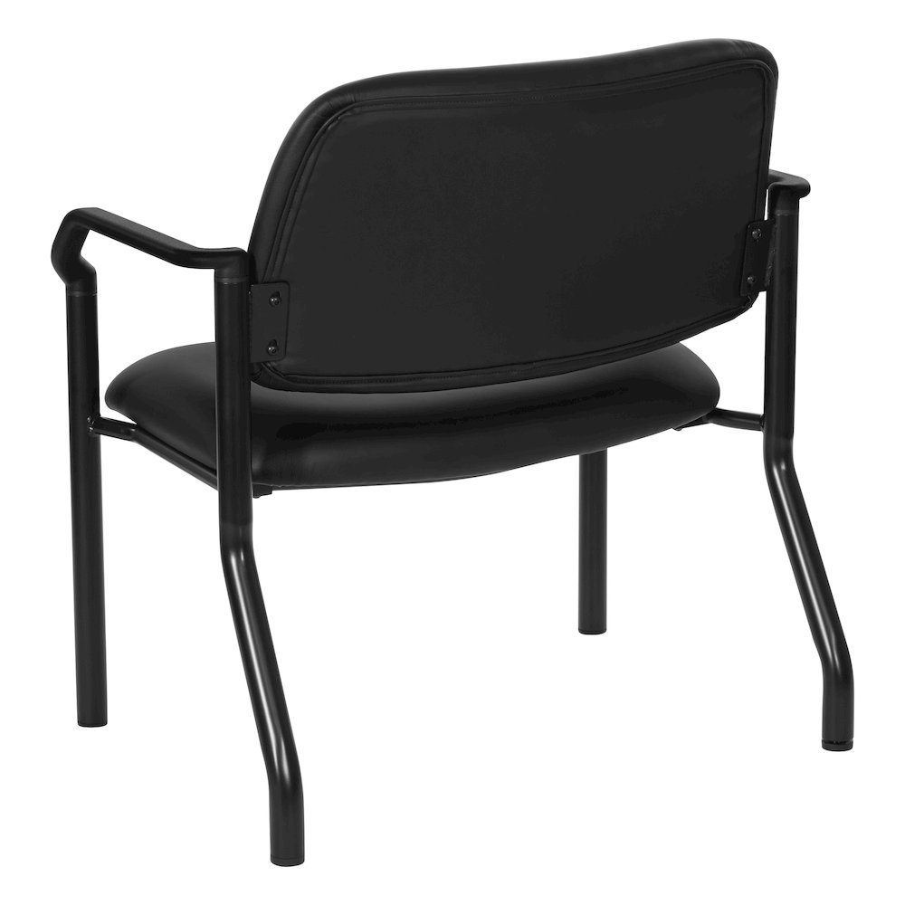 Big & Tall Guest Chair in Black Faux Leather with PU Arms and Black Metal Frame