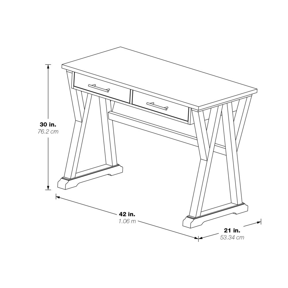 Jericho Rustic Writing Desk w/ Drawers in Slate Grey Finish