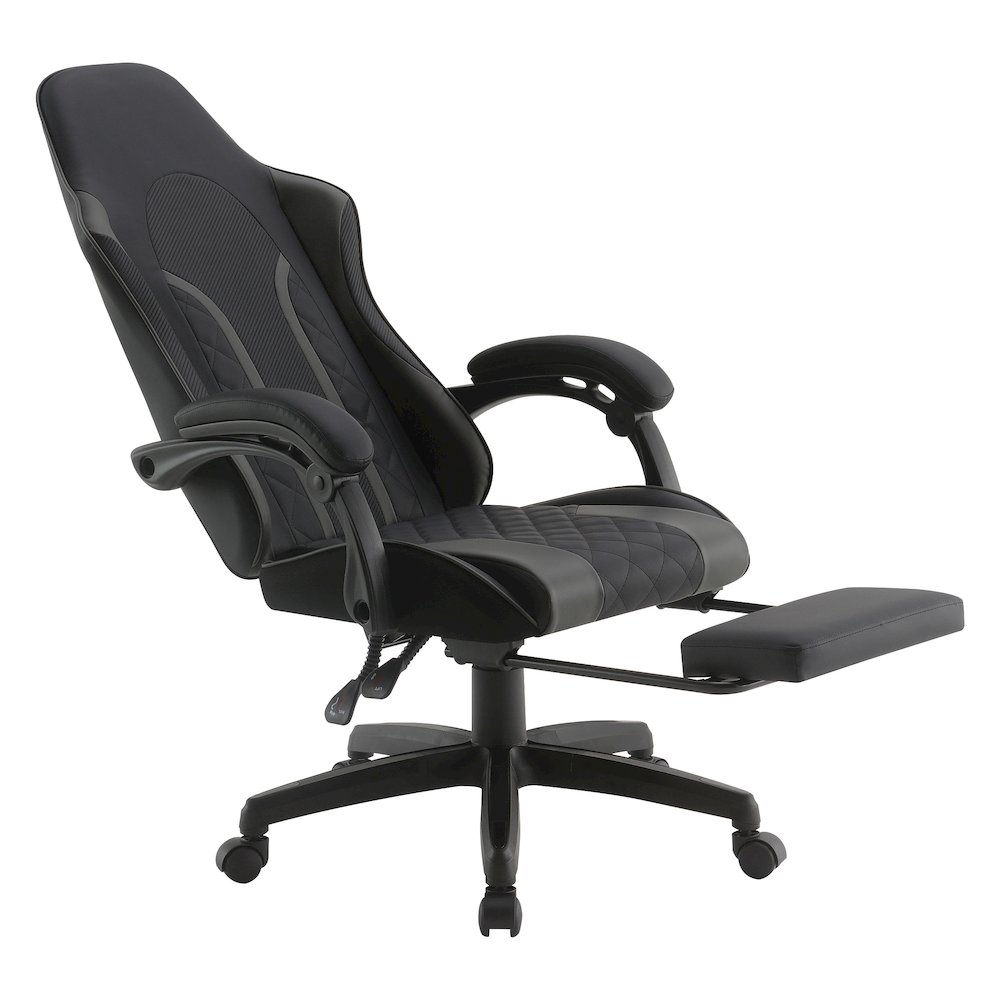 Expanse Gaming Chair  With Footrest in Grey Fabric