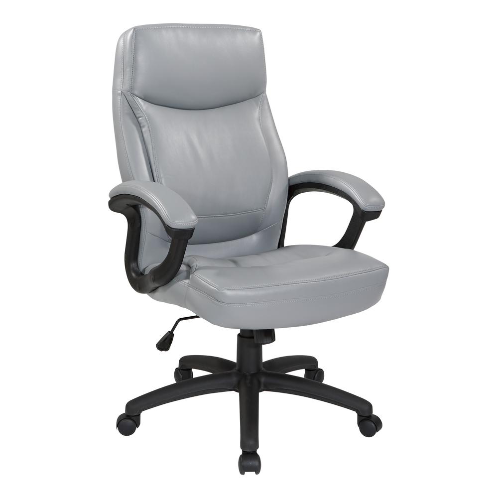 Executive High Back Charcoal Grey Bonded Leather Chair with Locking Tilt Control and Match Stitching