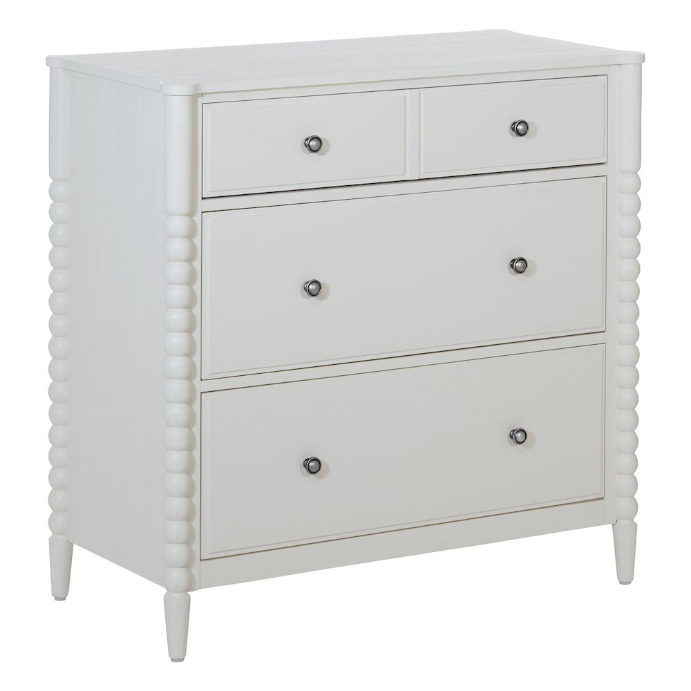 Spindle 3-Drawer Chest in Sandcastle Antique White Finish