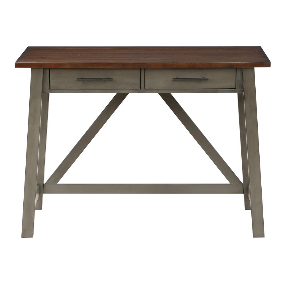 Milford Rustic Writing Desk w/ Drawers in Slate Grey Finish