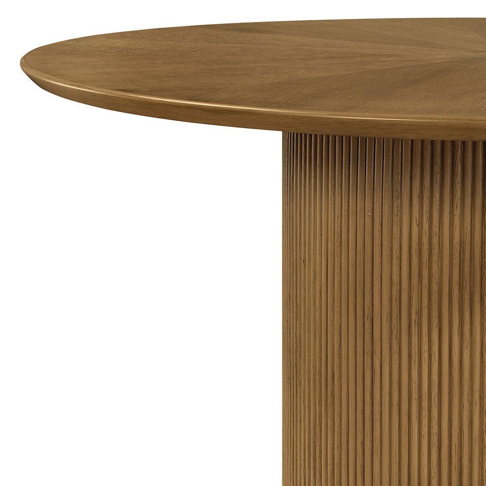 Jada 5-piece Round Pedestal Dining Table and 4 chairs in Medium Oak Finish